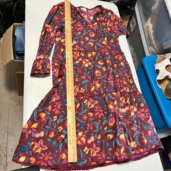 Sundance Eternal Summer Dress Raisin Floral Print Burgundy Purple XS X2 - Picture 7 of 8
